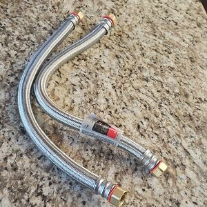 2 new Stainless Steel Braided Hose Set Water Heater Supply Line 3/4 FIP 24-in
